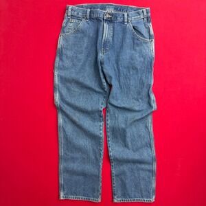 VTG Y2K Dickies Men Carpenter Jeans Medium Wash Denim Work Pants 34x32 Blue Work